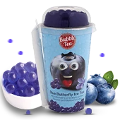 Blue Butterfly Ice Tea with blueberry flavor and popping boba.