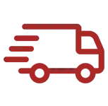 Red fast delivery truck icon.